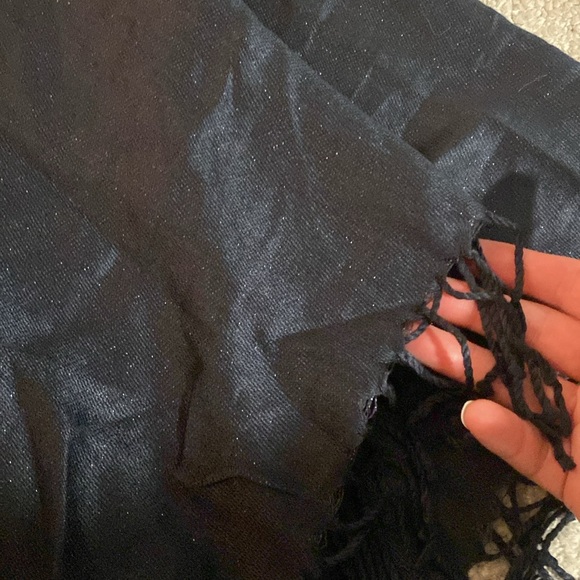 The Paper Store Women’s Pashmina Midnight Blue Glitter Fringe Scarf - One Size - Picture 3 of 6